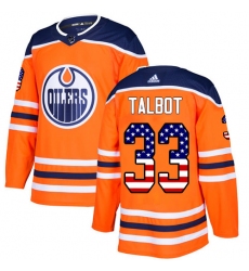 Men's Adidas Edmonton Oilers #33 Cam Talbot Authentic Orange USA Flag Fashion NHL Jersey