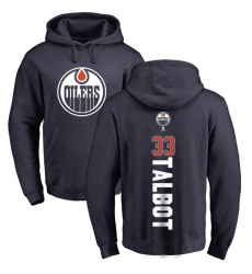 NHL Adidas Edmonton Oilers #33 Cam Talbot Navy Blue Backer Pullover Hoodie