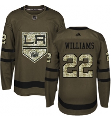Youth Adidas Los Angeles Kings #22 Tiger Williams Authentic Green Salute to Service NHL Jersey