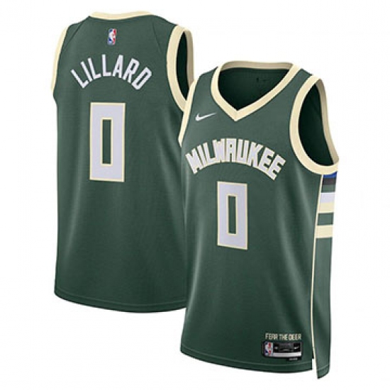 Nike Men's Milwaukee Bucks #0 Damian Lillard Green Statement Dri-FIT Swingman Jersey Nike Men's Milwaukee Bucks #0 Damian Lillard Green Statement Dri-FIT Swingman Jersey