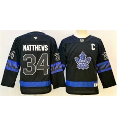 Men's Toronto Maple Leafs #34 Auston Matthews Black 2024-25 Alternate With C Stitched Jersey