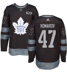 Men's Adidas Toronto Maple Leafs #47 Leo Komarov Authentic Black 1917-2017 100th Anniversary NHL Jersey