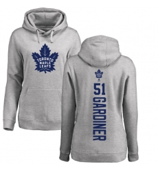 NHL Women's Adidas Toronto Maple Leafs #51 Jake Gardiner Ash Backer Pullover Hoodie