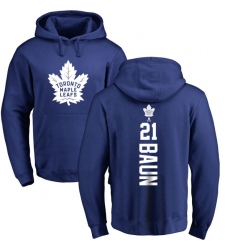 NHL Adidas Toronto Maple Leafs #21 Bobby Baun Royal Blue Backer Pullover Hoodie
