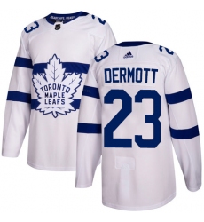 Men's Adidas Toronto Maple Leafs #23 Travis Dermott Authentic White 2018 Stadium Series NHL Jersey
