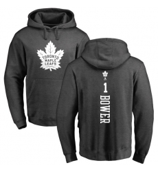 NHL Adidas Toronto Maple Leafs #1 Johnny Bower Charcoal One Color Backer Pullover Hoodie