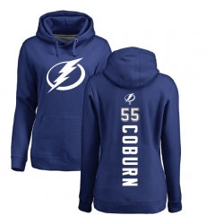 NHL Women's Adidas Tampa Bay Lightning #55 Braydon Coburn Royal Blue Backer Pullover Hoodie