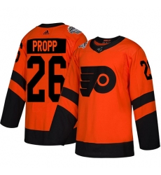 Men's Adidas Philadelphia Flyers #26 Brian Propp Orange Authentic 2019 Stadium Series Stitched NHL Jersey