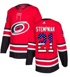 Men's Adidas Carolina Hurricanes #21 Lee Stempniak Authentic Red USA Flag Fashion NHL Jersey