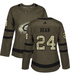 Women's Adidas Carolina Hurricanes #24 Jake Bean Authentic Green Salute to Service NHL Jersey