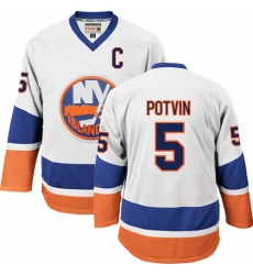 Men's CCM New York Islanders #5 Denis Potvin Authentic White Throwback NHL Jersey