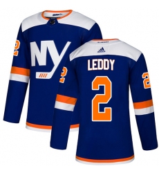 Men's Adidas New York Islanders #2 Nick Leddy Premier Blue Alternate NHL Jersey