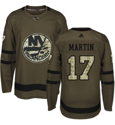 Youth Adidas New York Islanders #17 Matt Martin Authentic Green Salute to Service NHL Jersey
