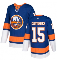 Men's Adidas New York Islanders #15 Cal Clutterbuck Premier Royal Blue Home NHL Jersey