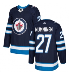 Men's Adidas Winnipeg Jets #27 Teppo Numminen Premier Navy Blue Home NHL Jersey