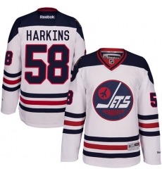 Men's Reebok Winnipeg Jets #58 Jansen Harkins Authentic White 2016 Heritage Classic NHL Jersey