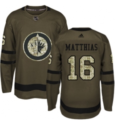 Men's Adidas Winnipeg Jets #16 Shawn Matthias Premier Green Salute to Service NHL Jersey