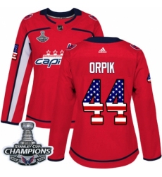 Women's Adidas Washington Capitals #44 Brooks Orpik Authentic Red USA Flag Fashion 2018 Stanley Cup Final Champions NHL Jersey