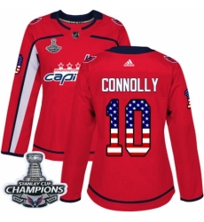 Women's Adidas Washington Capitals #10 Brett Connolly Authentic Red USA Flag Fashion 2018 Stanley Cup Final Champions NHL Jersey