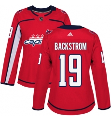 Women's Adidas Washington Capitals #19 Nicklas Backstrom Authentic Red Home NHL Jersey