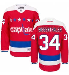 Women's Reebok Washington Capitals #34 Jonas Siegenthaler Premier Red Third NHL Jersey