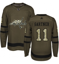 Youth Adidas Washington Capitals #11 Mike Gartner Authentic Green Salute to Service NHL Jersey