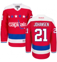 Women's Reebok Washington Capitals #21 Lucas Johansen Authentic Red Third NHL Jersey