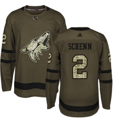 Men's Adidas Arizona Coyotes #2 Luke Schenn Authentic Green Salute to Service NHL Jersey