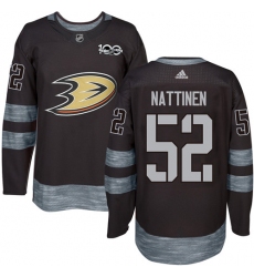 Men's Adidas Anaheim Ducks #52 Julius Nattinen Authentic Black 1917-2017 100th Anniversary NHL Jersey
