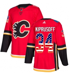 Men's Adidas Calgary Flames #34 Miikka Kiprusoff Authentic Red USA Flag Fashion NHL Jersey