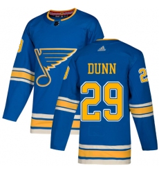 Men's Adidas St. Louis Blues #29 Vince Dunn Blue Alternate Authentic Stitched NHL Jersey