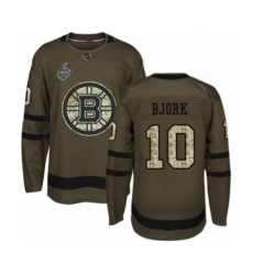 Men's Boston Bruins #10 Anders Bjork Authentic Green Salute to Service 2019 Stanley Cup Final Bound Hockey Jersey
