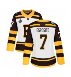 Women's Boston Bruins #7 Phil Esposito Authentic White Winter Classic 2019 Stanley Cup Final Bound Hockey Jersey