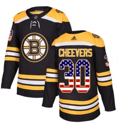 Youth Adidas Boston Bruins #30 Gerry Cheevers Authentic Black USA Flag Fashion NHL Jersey