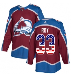 Men's Adidas Colorado Avalanche #33 Patrick Roy Authentic Burgundy Red USA Flag Fashion NHL Jersey