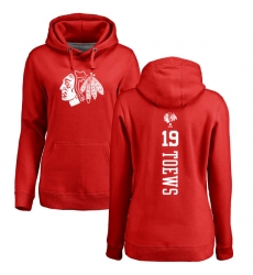 NHL Women's Adidas Chicago Blackhawks #19 Jonathan Toews Red One Color Backer Pullover Hoodie