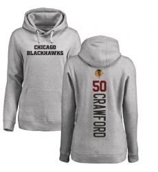 NHL Women's Adidas Chicago Blackhawks #50 Corey Crawford Ash Backer Pullover Hoodie