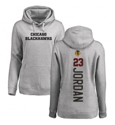 NHL Women's Adidas Chicago Blackhawks #23 Michael Jordan Ash Backer Pullover Hoodie