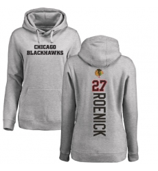 NHL Women's Adidas Chicago Blackhawks #27 Jeremy Roenick Ash Backer Pullover Hoodie