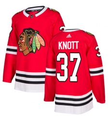 Men's Adidas Chicago Blackhawks #37 Graham Knott Authentic Red Home NHL Jersey