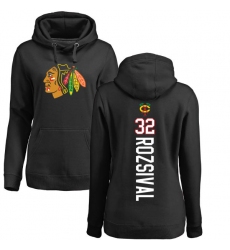 NHL Women's Adidas Chicago Blackhawks #32 Michal Rozsival Black Backer Pullover Hoodie