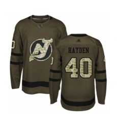 Youth New Jersey Devils #40 John Hayden Authentic Green Salute to Service Hockey Jersey