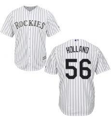 Youth Majestic Colorado Rockies #56 Greg Holland Replica White Home Cool Base MLB Jersey