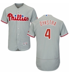 Men's Majestic Philadelphia Phillies #4 Lenny Dykstra Grey Road Flex Base Authentic Collection MLB Jersey
