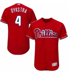 Men's Majestic Philadelphia Phillies #4 Lenny Dykstra Red Alternate Flex Base Authentic Collection MLB Jersey