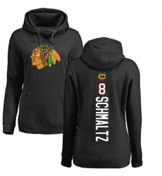 NHL Women's Adidas Chicago Blackhawks #8 Nick Schmaltz Black Backer Pullover Hoodie