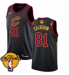 Women's Nike Cleveland Cavaliers #81 Jose Calderon Swingman Black 2018 NBA Finals Bound NBA Jersey Statement Edition