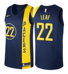 Men's Nike Indiana Pacers #22 T. J. Leaf Swingman Navy Blue NBA Jersey - City Edition