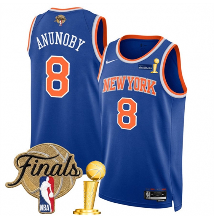 Men's New Yok Knicks #8 OG Anunoby Blue 2026 Finals And Finals Champions Icon Edition Stitched Basketball Jersey