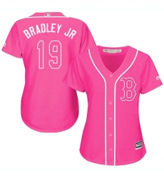 Women's Majestic Boston Red Sox #19 Jackie Bradley Jr Authentic Pink Fashion MLB Jersey